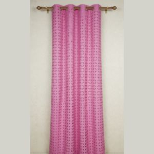 pink fantasy applique cutwork cotton curtain