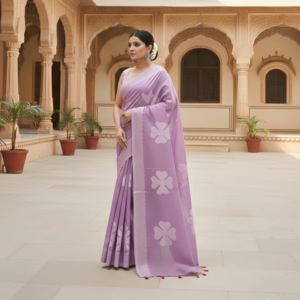 lavender grace applique cutwork saree
