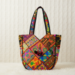 colorful cotton bag with detailed embroidery work