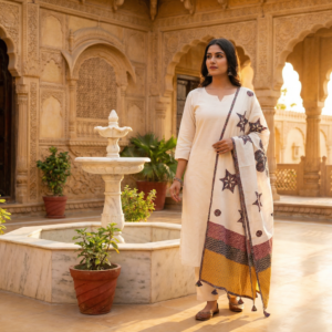heritage touch cotton applique dupatta