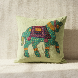 desert grace camel pastel green applique cushion cover
