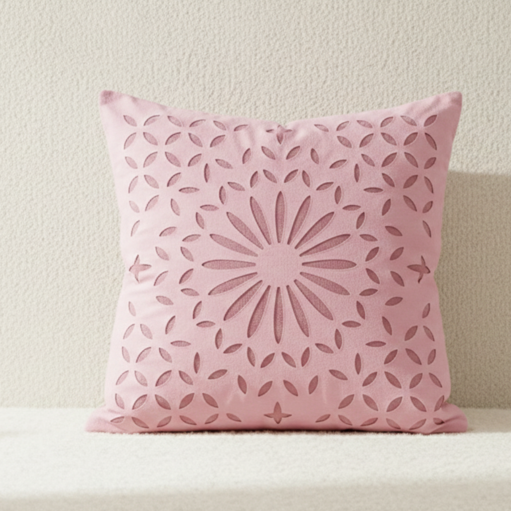 blush detail pink applique cutwork cushion cover blush detail pink applique cutwork cushion cover