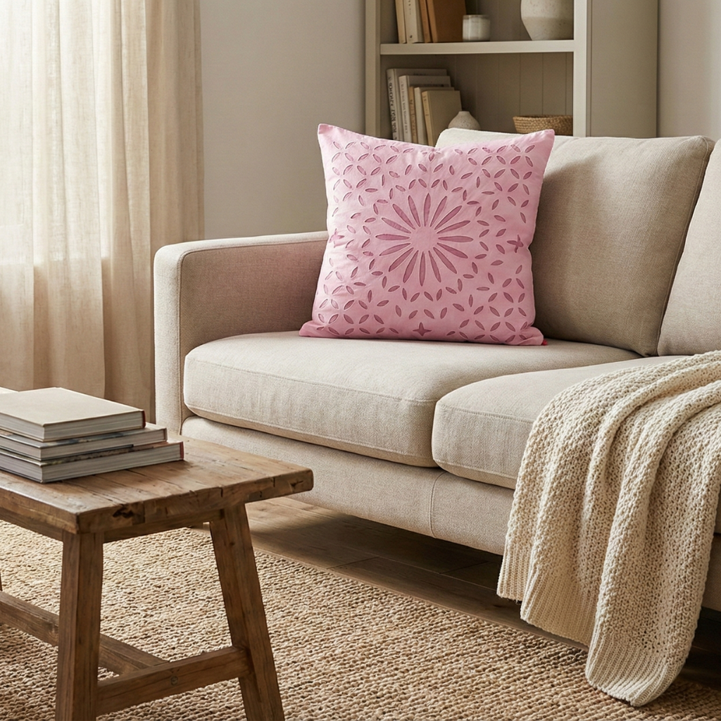 blush detail pink applique cutwork cushion cover blush detail pink applique cutwork cushion cover
