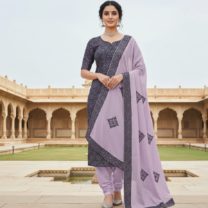unstitched lavender royale applique heritage suit set
