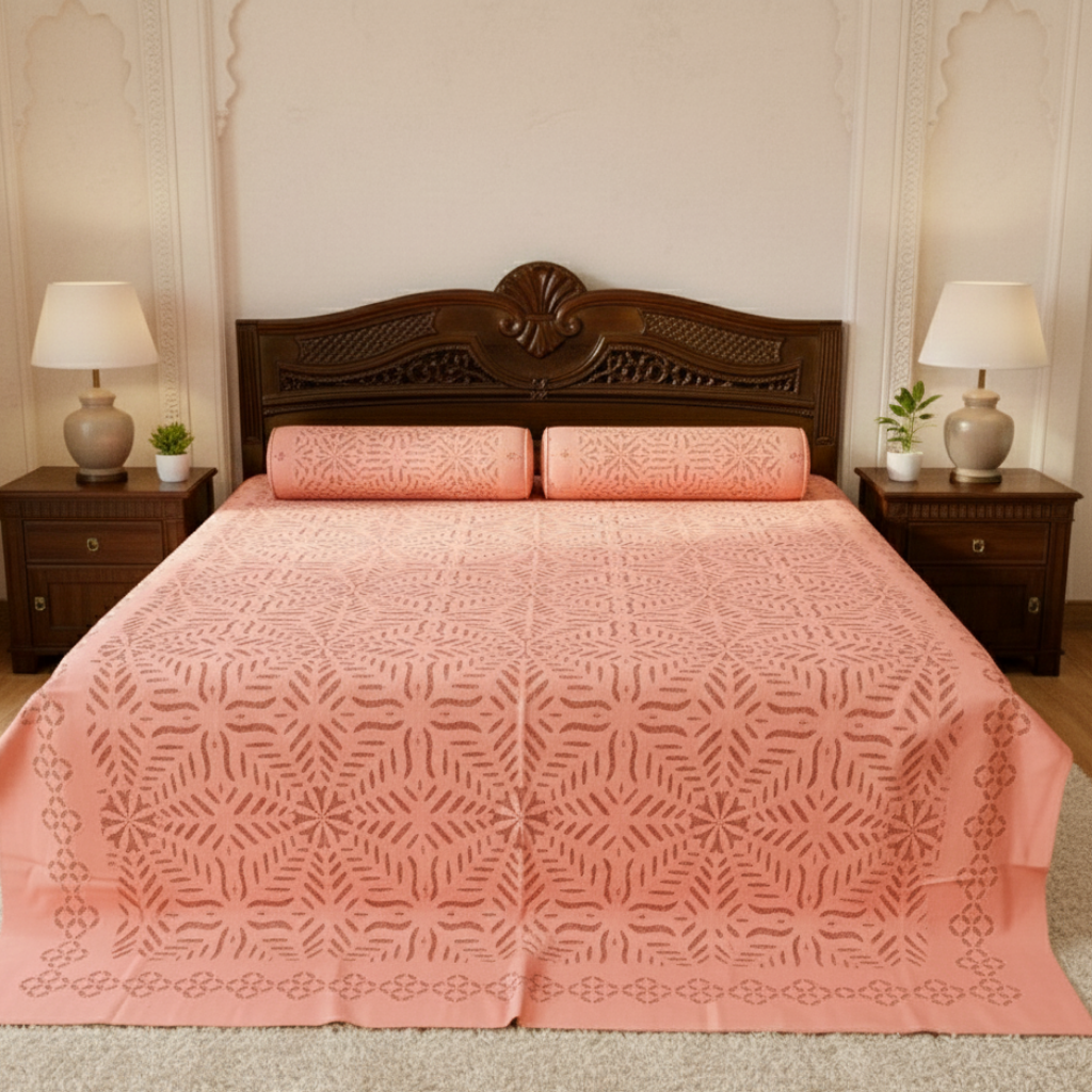 peach glow applique cutwork bedsheet peach glow applique cutwork bedsheet