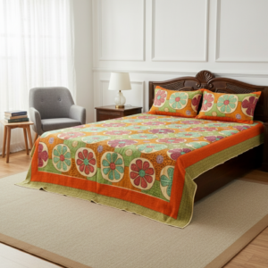 floral harmony applique work bedsheet