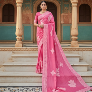 pastel petal play pink applique cutwork saree