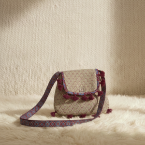 beige floral printed sling bag