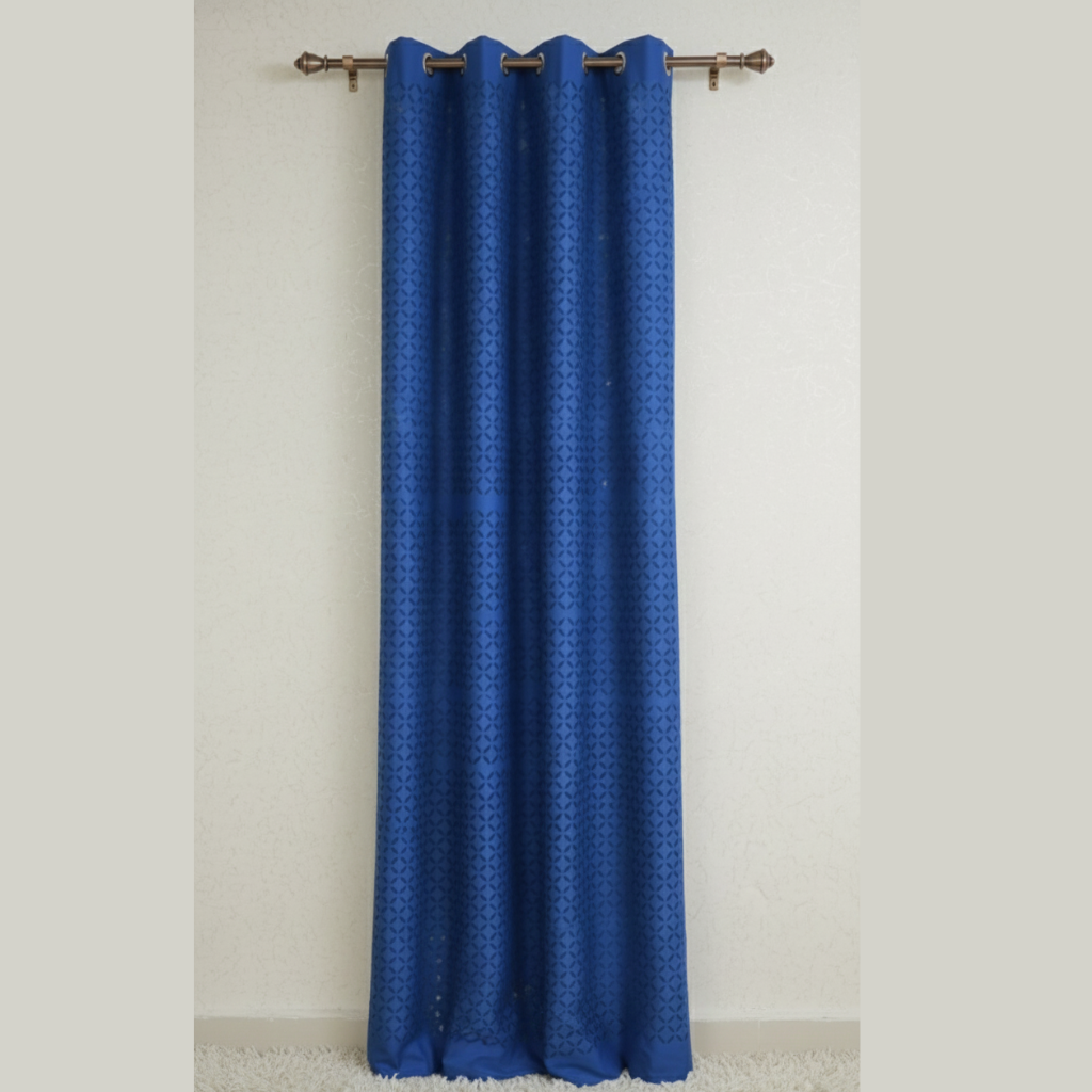 royal blue applique cutwork cotton curtain royal blue applique cutwork cotton curtain
