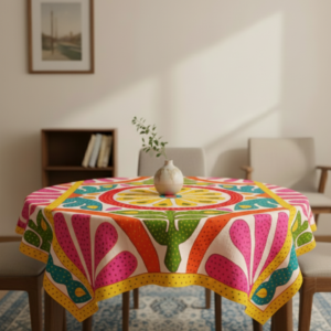 kaleidoscope multicolour embroidered table cover